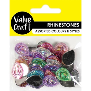 Value Craft Rhinestones Tear-drop Assorted Colours 