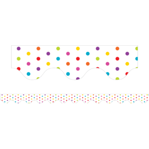 Australian Teaching Aids Magnetic Border Scalloped - Multicolour Polka Dots on White Background