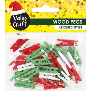 Value Craft Mini Wooden Xmas Pegs