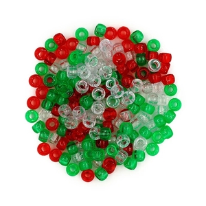 Value Craft Plastic Glitter Pony Beads - Christmas Colours