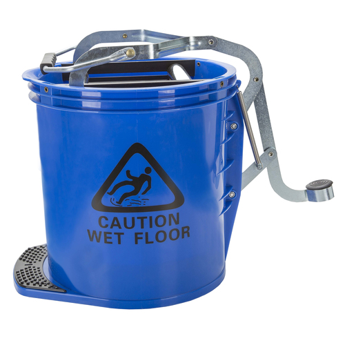 Cleanlink Heavy Duty Mop Bucket Metal Wringer 16L - Blue