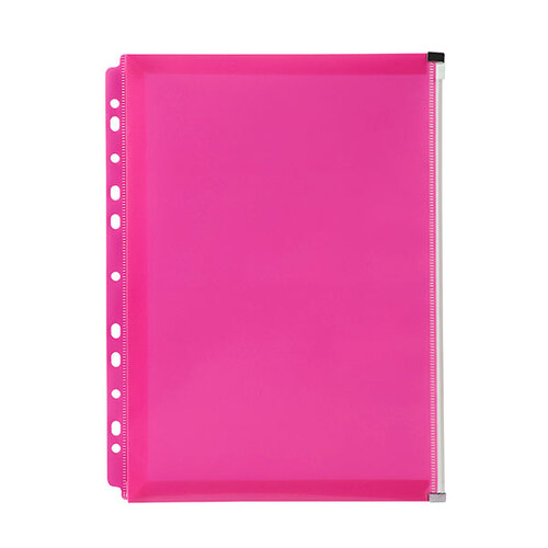 Marbig® Binder Wallet A4  (Right Side Open) Pocket with Zip Closure - Pink