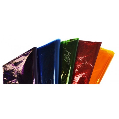 Pack of 25 assorted Cellophane sheets, Blue, Yellow, Red, Green and Purple.