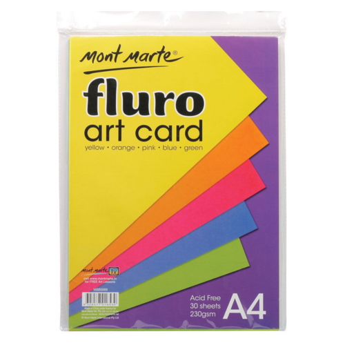 Mont Marte Fluoro Art Card 230gsm  - A4