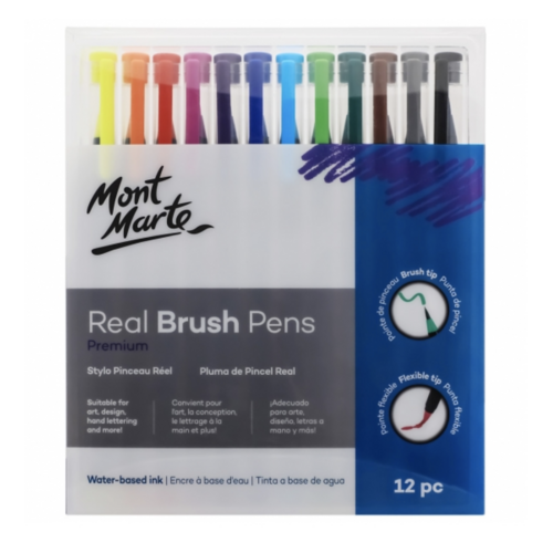 Mont Marte Premium Real Brush Pens - 12's