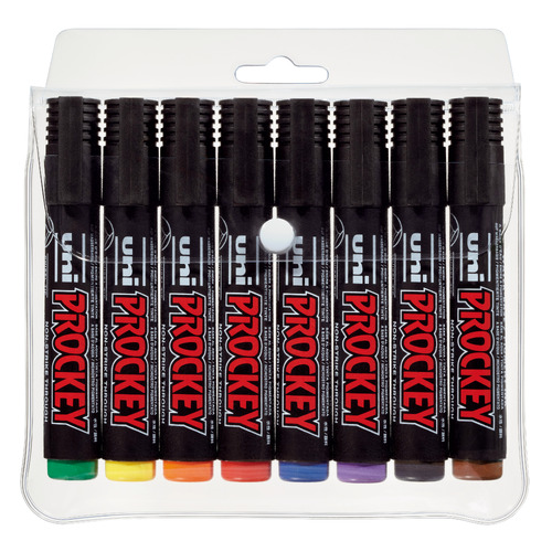 uni Prockey Permanent Markers Bullet Point 8 Assorted Colours