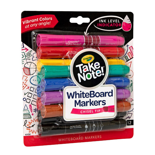 Crayola® Take Note Whiteboard Markers - Chisel Tip 12's