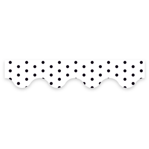 ATA Card Border Scalloped - Black Polka Dots on White Background