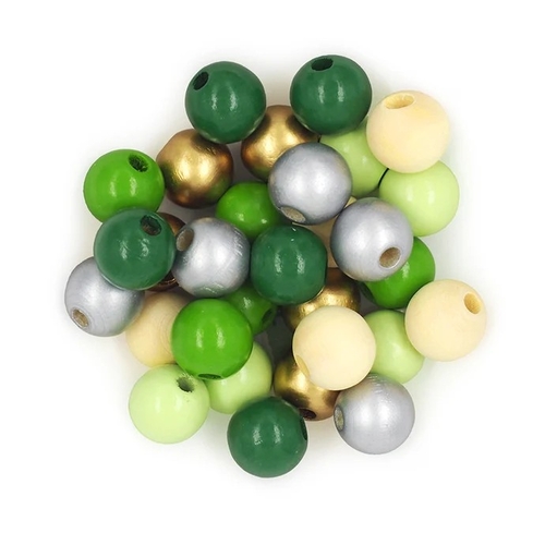 Arbee Wooden Beads - Green Tones