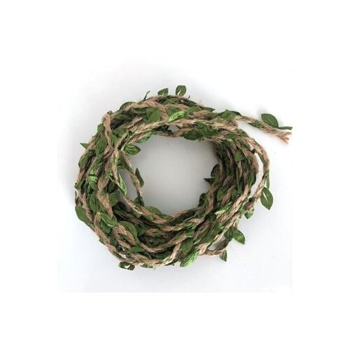Shamrock Craft Jute Braid with Imitation Leaf String Green