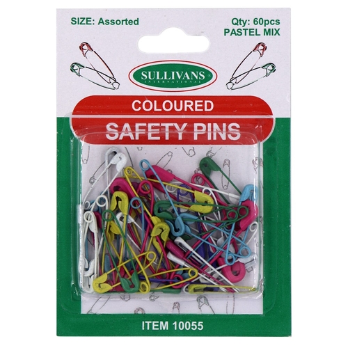 Safety Pins Assorted Pastel Colours & Sizes