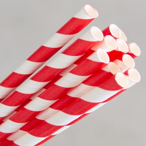 ECO-STRAW Paper Straws Regular Red & White Stripe