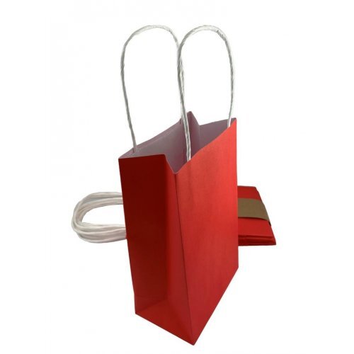 Alpen Paper Bags with White Paper Handle - Red, Green & Kraft