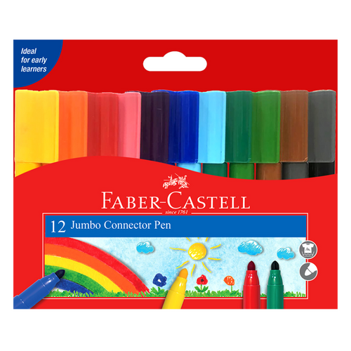 Faber-Castell Jumbo Connector Pen Colour Markers 12's