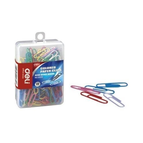 Deli Stationery Coloured Paper Clips 28mm