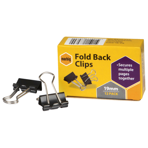 Marbig Fold Back Clips 19mm