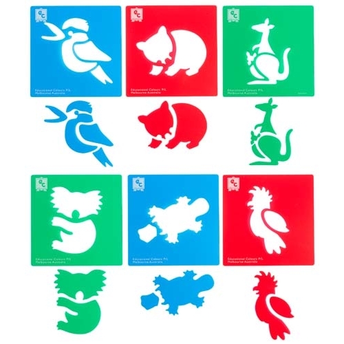 Australian Animals Stencil Set Koala Kangaroo Cockatoo Platpus australian-animals-stencil-set-koala-kangaroo-cockatoo-platpus