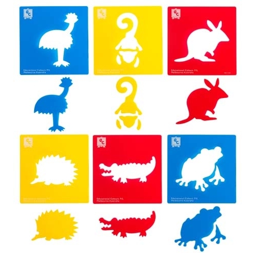 EC Australian Animals Stencil Set - Bilby, Emu, Possum, Echidna, Crocodile  and Frog