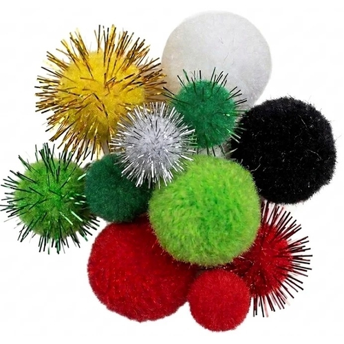 Arbee Pom Poms Plain & Glitter Christmas