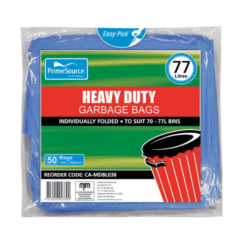 PrimeSource® 77L Heavy Duty Garbage Bags Blue
