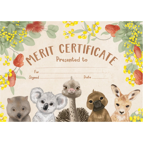 Australian Teaching Aids Merit Certificate - Australian Flora & Fauna (Eucalyptus Scented)