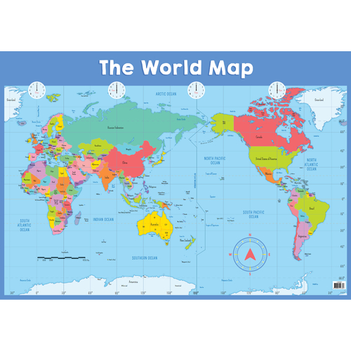 Australian Teaching Aids Map of the World Chart