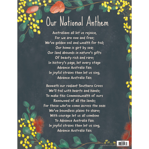 Australian Teaching Aids Australian National Anthem Chart (Australian Flora & Fauna)