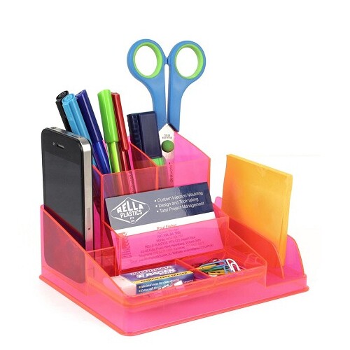 Italplast Desk Tidy Organiser Neon Red