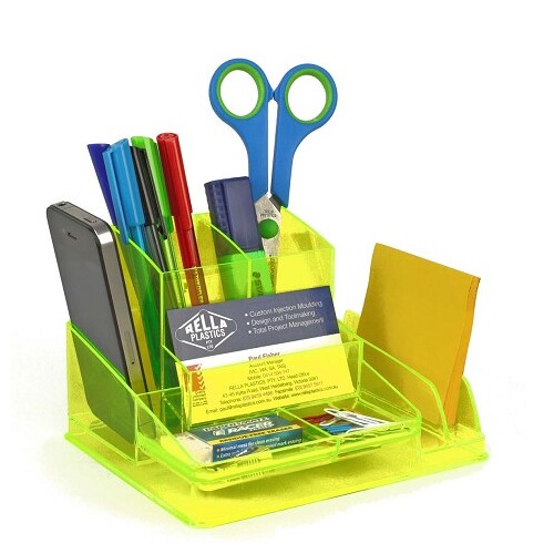 Italplast Desk Tidy Organiser Neon Yellow