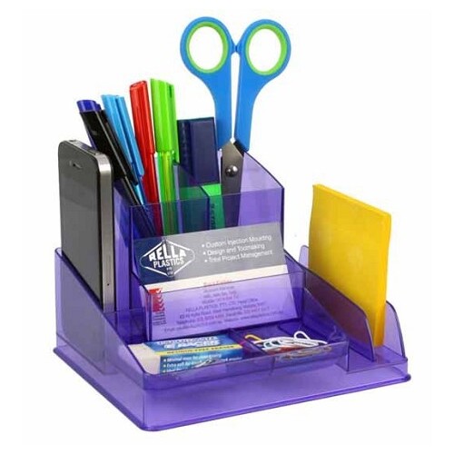 Italplast Desk Tidy Organiser Tinted Purple