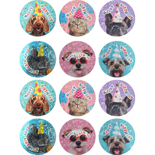 ATA Merit Foil Stickers - Happy Birthday (Pets) 