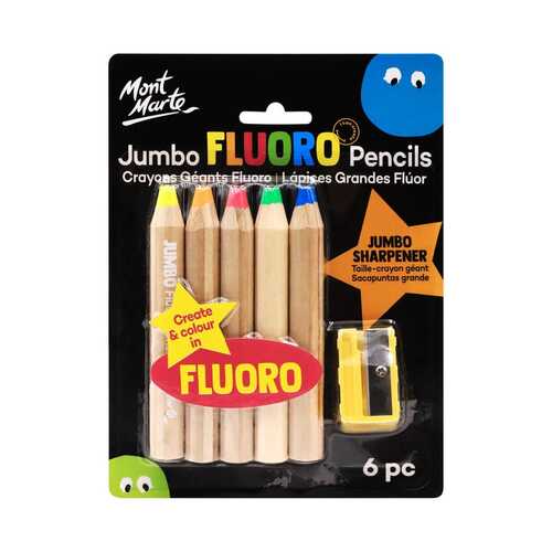 Mont Marte Jumbo Fluoro Crayon Pencils 