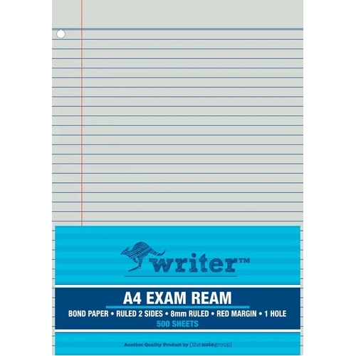 Writer Exam A4 8mm Ruled with Margin