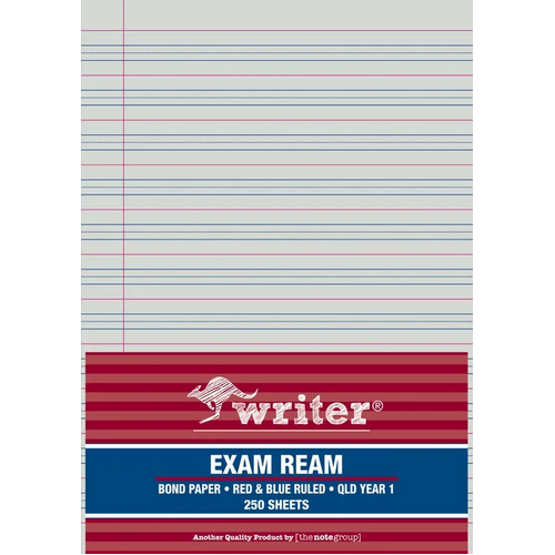 Writer Exam Paper Year 1 QLD Ruled