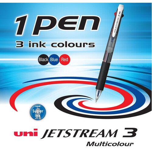 uni Jetstream 3 Multicolour Retractable Rollerball Pen
