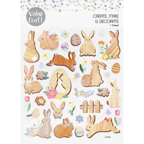 Value Craft Foil Stickers - Easter Wood Bunnies