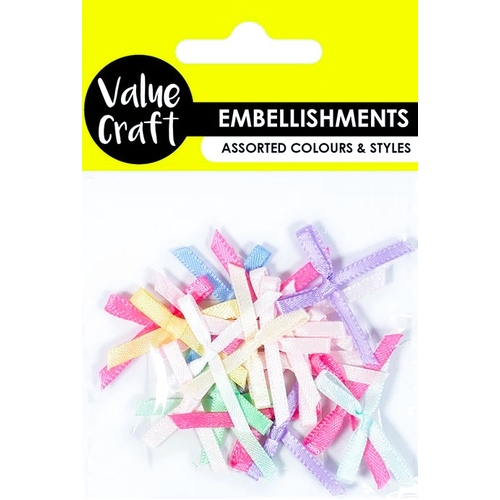 Value Craft Mini Satin Ribbon Bows - Pastel