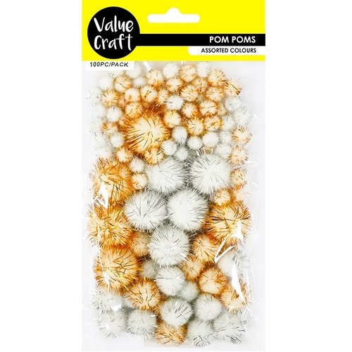 Value Craft Pom Poms Glitter Metallic