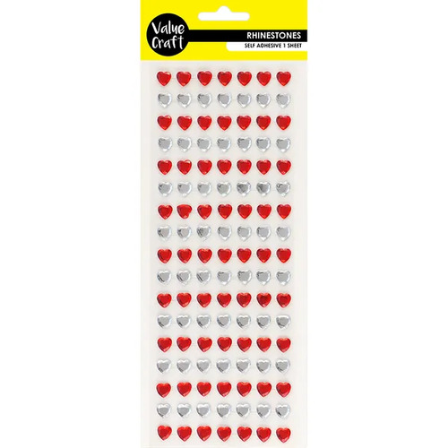 Value Craft Rhinestones Red & Silver Hearts