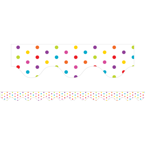 Australian Teaching Aids Magnetic Border Scalloped - Multicolour Polka Dots on White Background