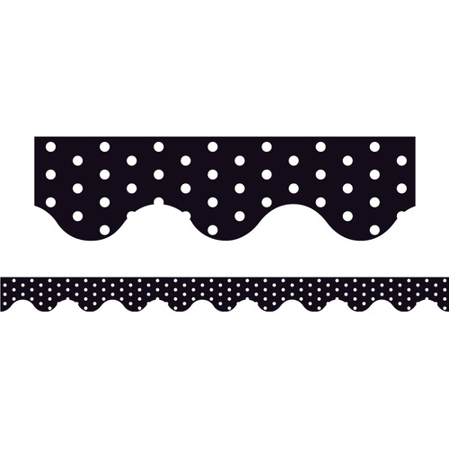 ATA Magnetic Scalloped Borders - White Polka Dots on Black