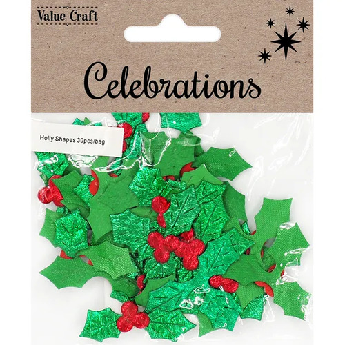 Value Craft Xmas Holly Shapes