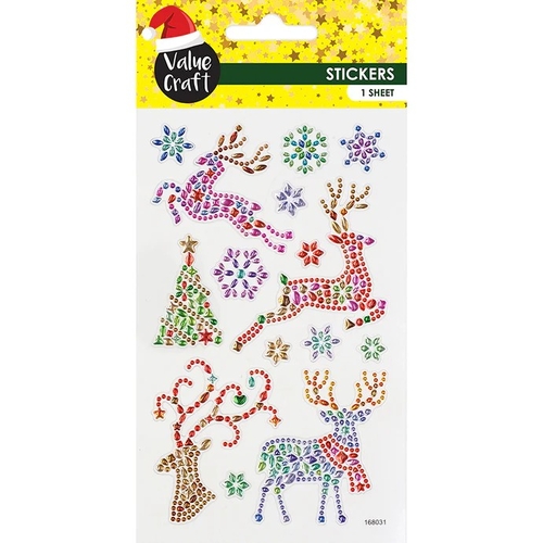 Value Craft Christmas Crystal Stickers Reindeers